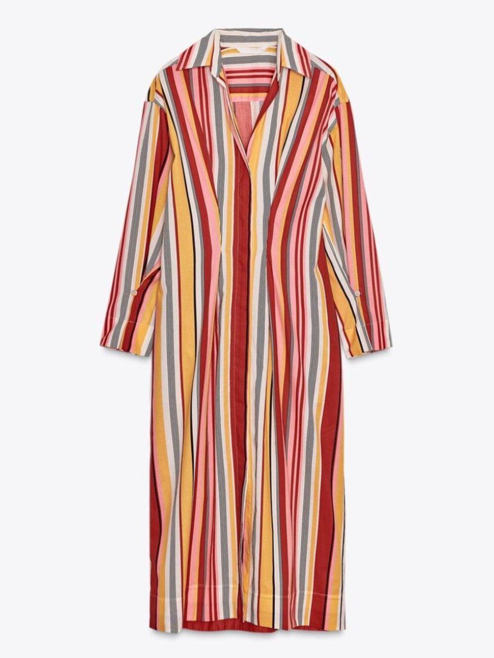 ZARA ZW Collection Striped Shirt Dress Midi Cotton Multicolor M NWT Summer Chic